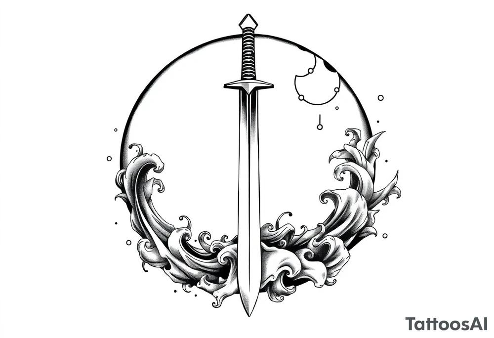 Life, sword, ambition, relentless, happiness tattoo idea