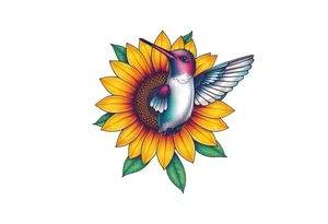 Hummingbird near a sunflower tattoo idea
