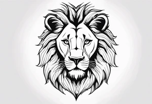 Moitie Visage lion avec son bebe lionne avec trait super fin entouré d'un cœur tattoo idea