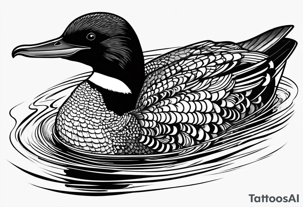 native loon swimming tattoo idea