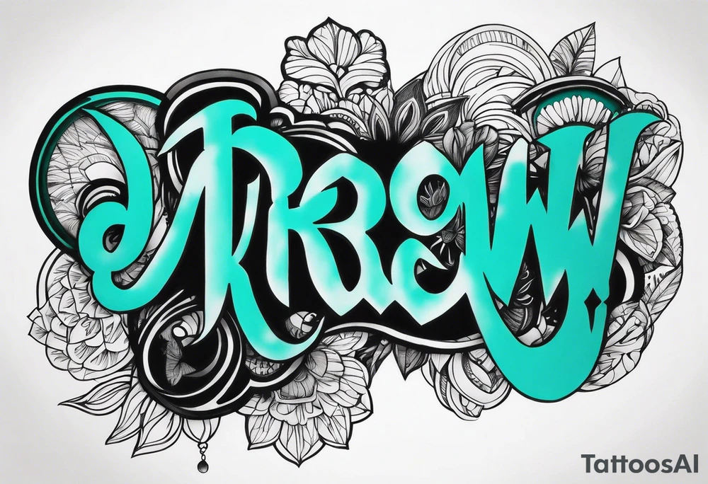 The name Drew with teal tattoo idea