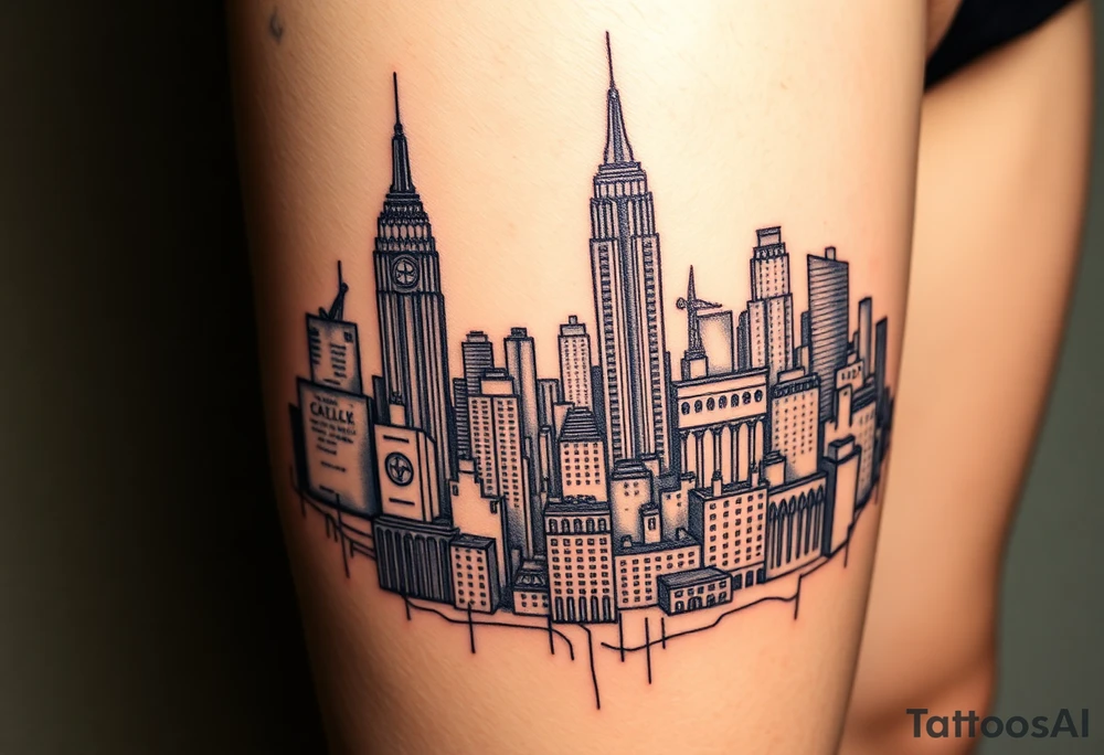 toxic new york city landscape tattoo idea