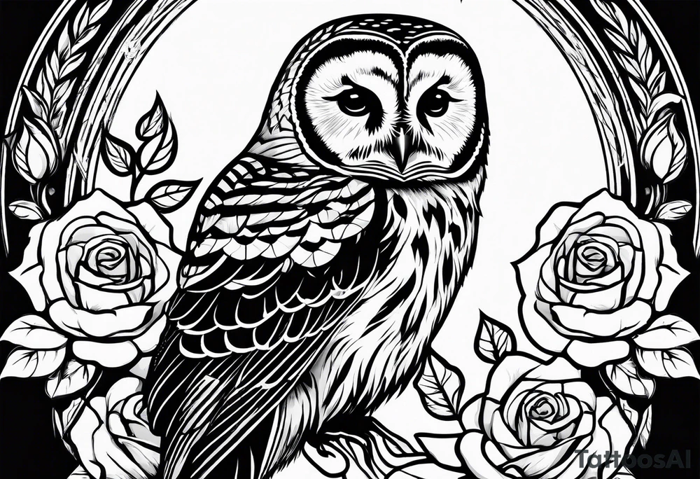 Barred owl and a rose tattoo idea