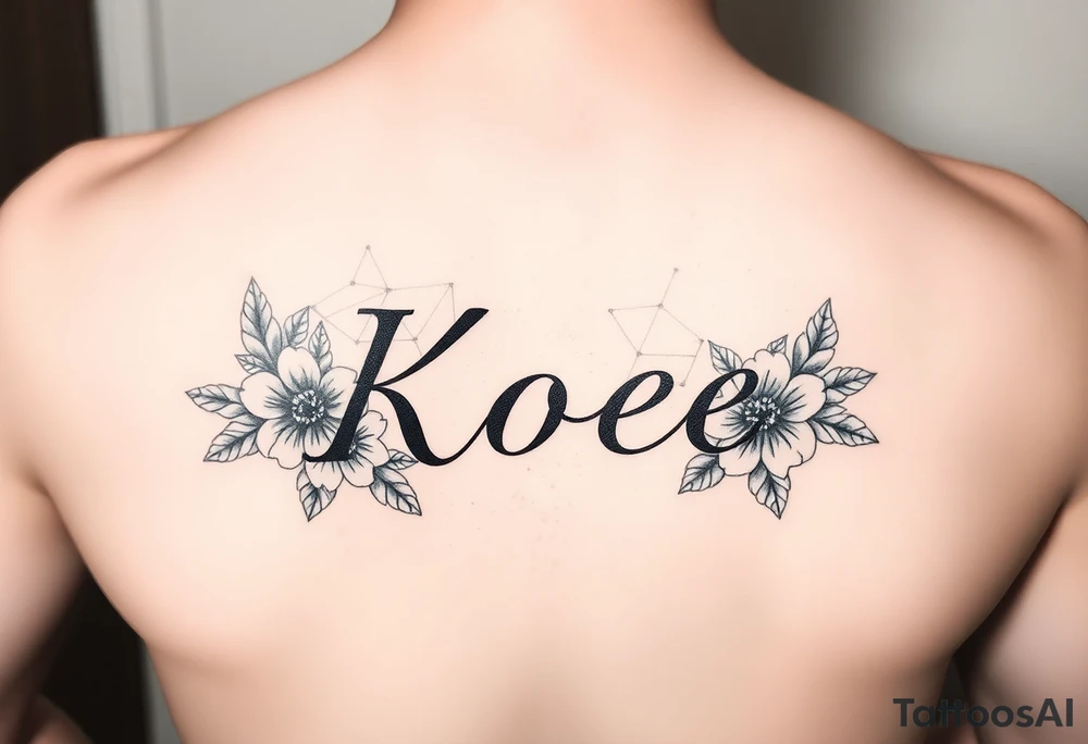The name Kloee with flowers around it or in it tattoo idea
