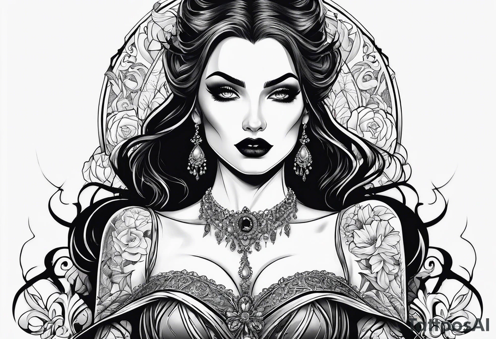 Gothic vampire lady tattoo idea