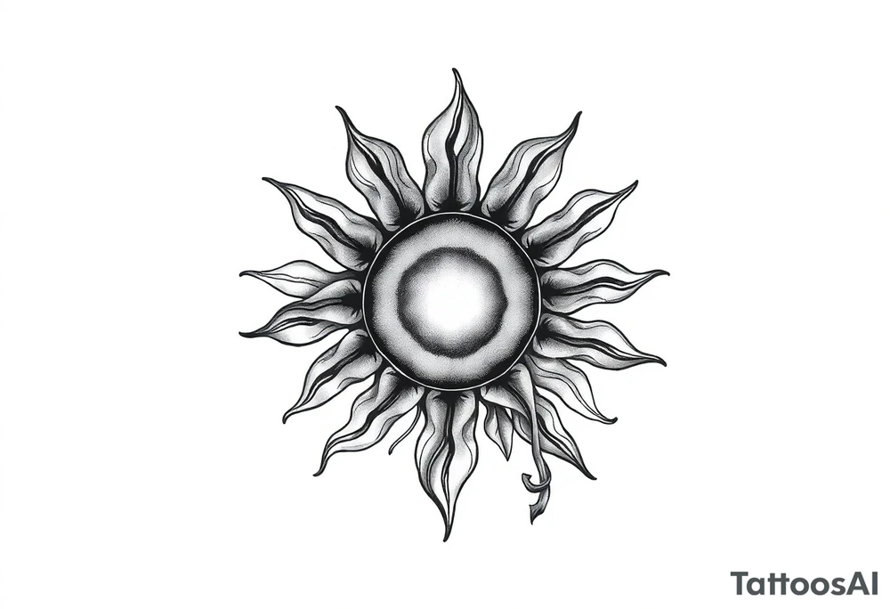 Sun with stem and leaves tattoo idea