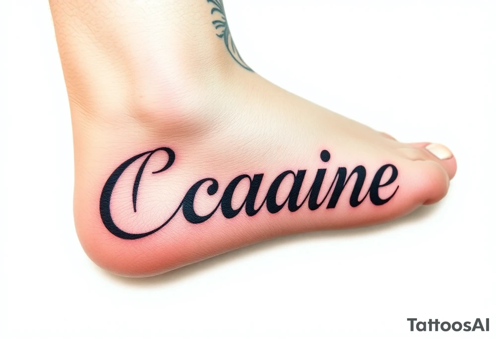 The word cocaine tattooed on foot tattoo idea