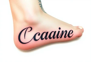 The word cocaine tattooed on foot tattoo idea
