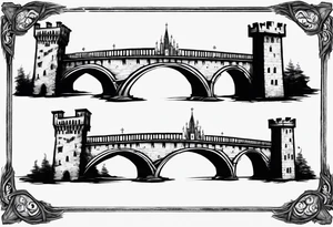 a short bridge linking the top floor of two medieval towers together tattoo idea