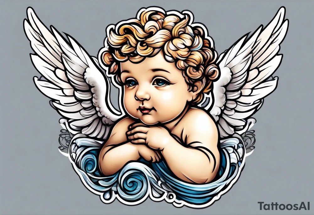 Cherub looking down tattoo idea