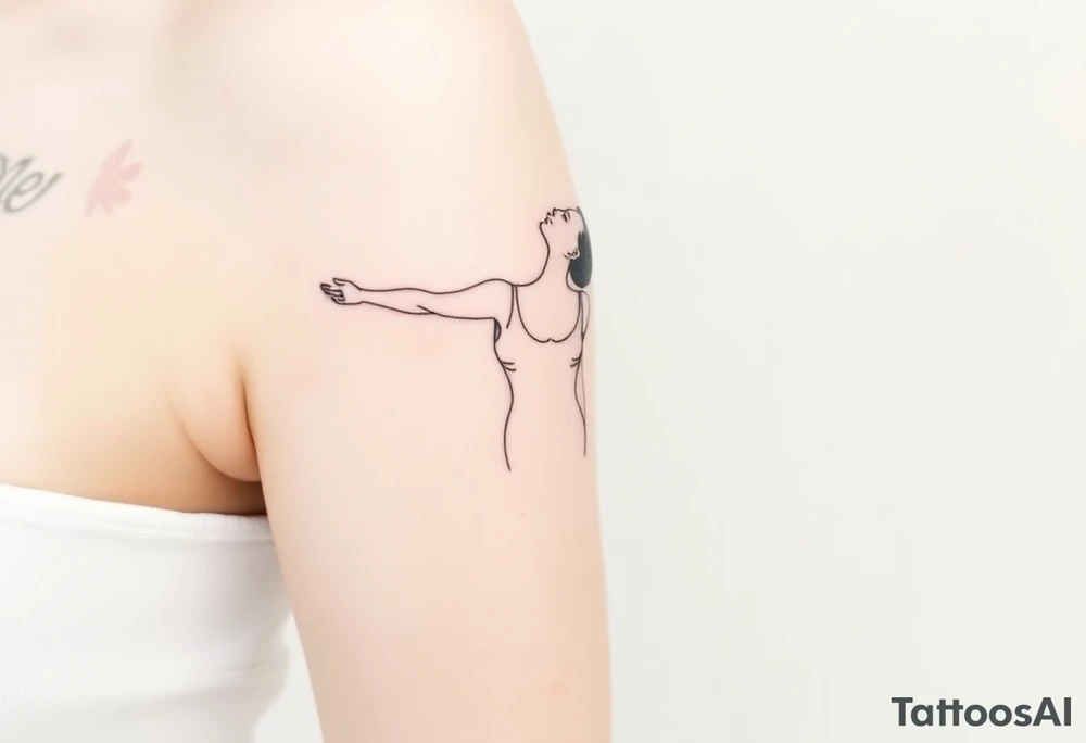 Woman with outstretched arms leaning head back tattoo idea