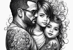 little girl with her dad and the word father tattoo idea