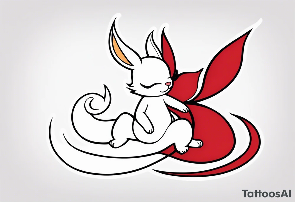 A fairy with a tail inspired by the logo of the show called Fairy Tail in a fetal position tattoo idea