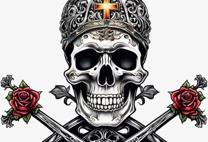skeleton walking with a cross tattoo idea