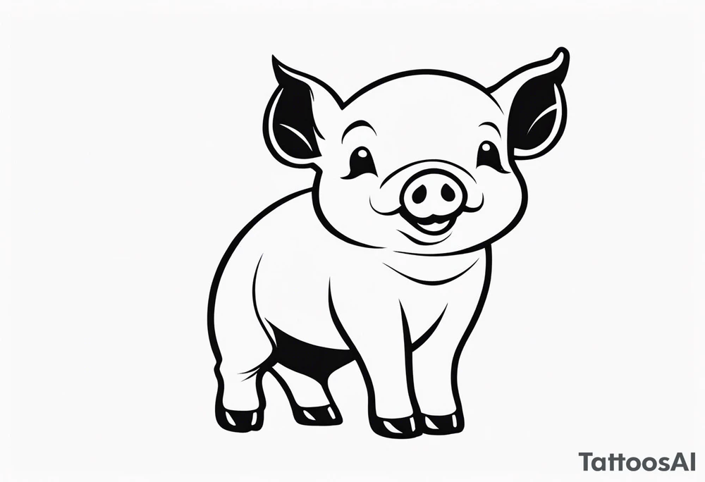 very cute piglet.
outline only.
black and white only.
only show the piglet. no extra lines or decoration.
no black shading tattoo idea