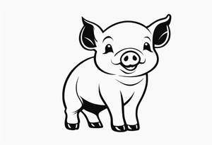 very cute piglet.
outline only.
black and white only.
only show the piglet. no extra lines or decoration.
no black shading tattoo idea