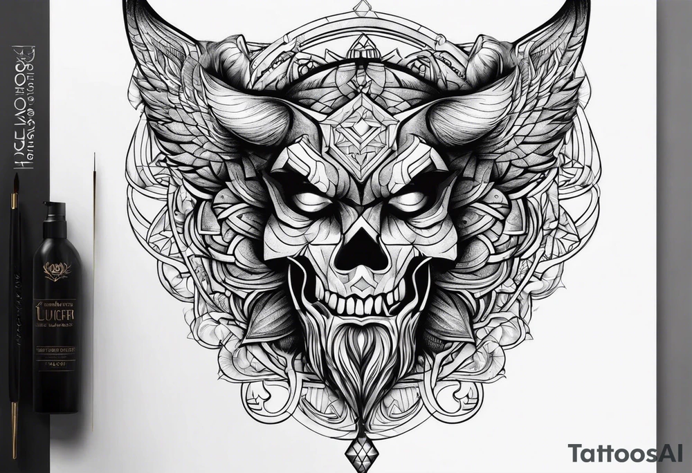 Lucifer com asas de morcego tattoo idea
