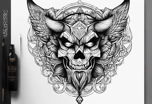 Lucifer com asas de morcego tattoo idea