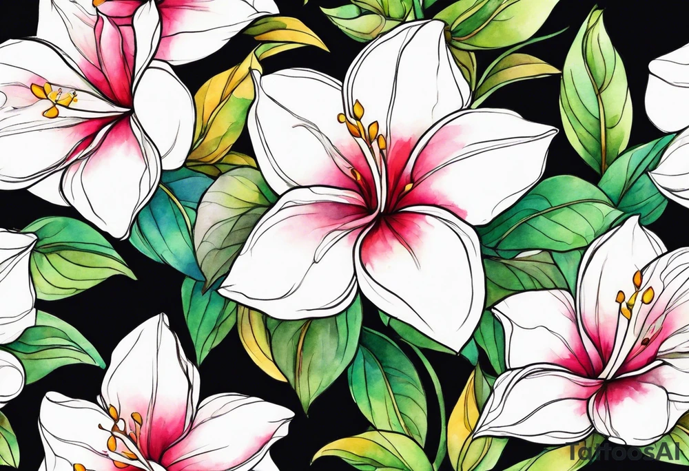 abstract mandevilla flowers on a vine tattoo idea