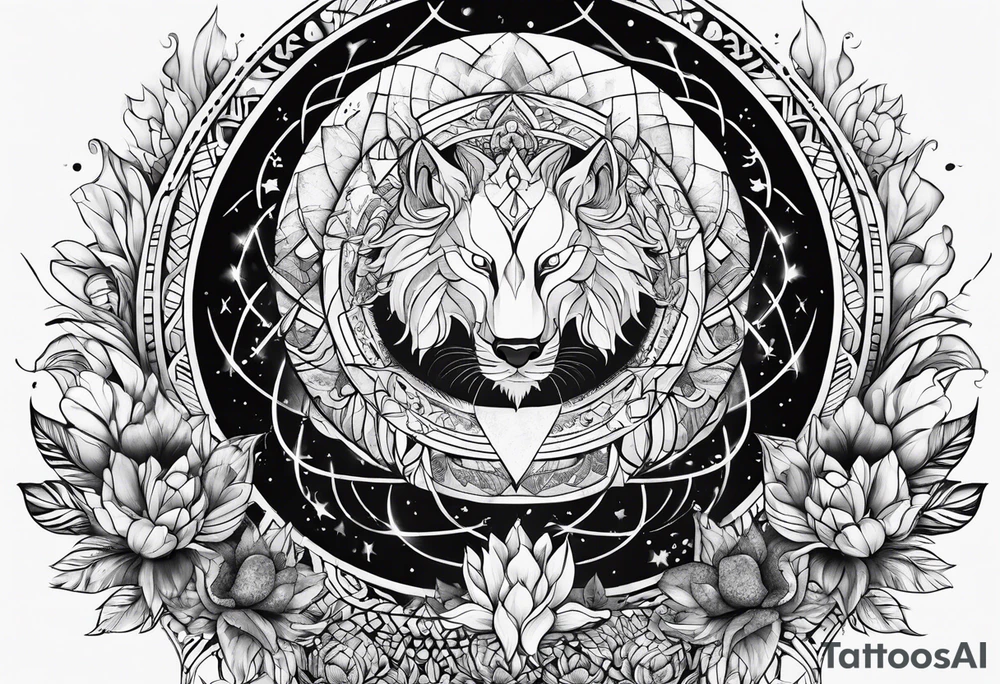 sacred moon strength tattoo idea