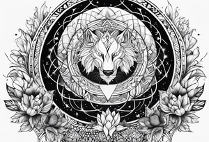 sacred moon strength tattoo idea
