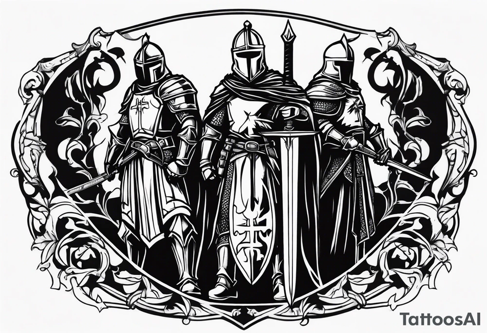 Crusader warriors with sword tattoo idea