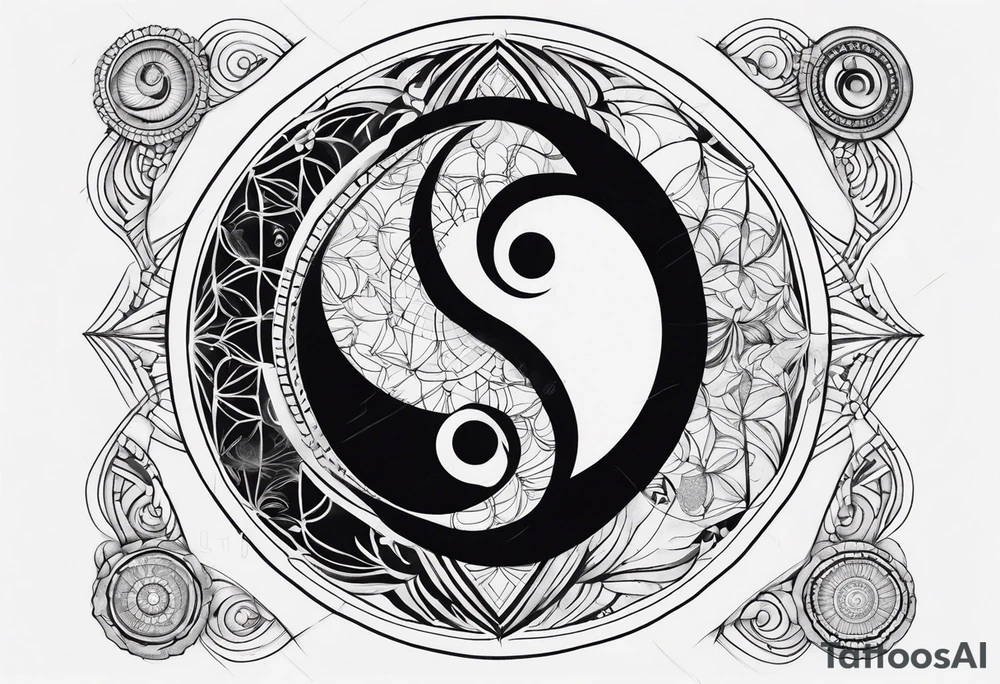 Yin yang symbol with sacred geometry patterns tattoo idea Yin yang symbol with sacred geometry patterns tattoo idea