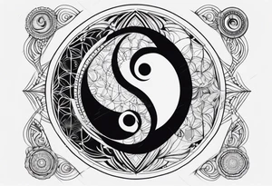 Yin yang symbol with sacred geometry patterns tattoo idea
