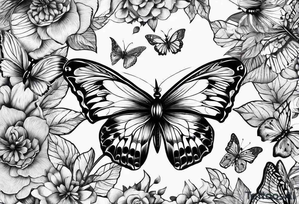 Butterflies with kunai tattoo idea