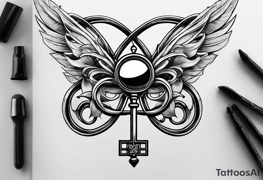 Infinity symbol with locking key tattoo idea