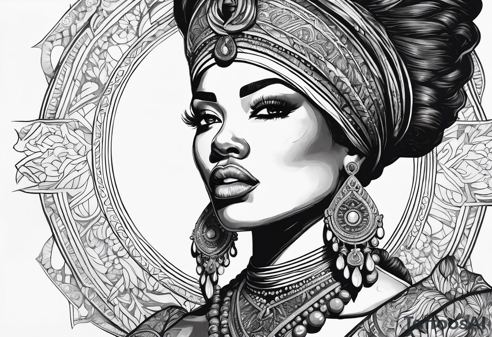 Black Goddess of cocaine tattoo idea