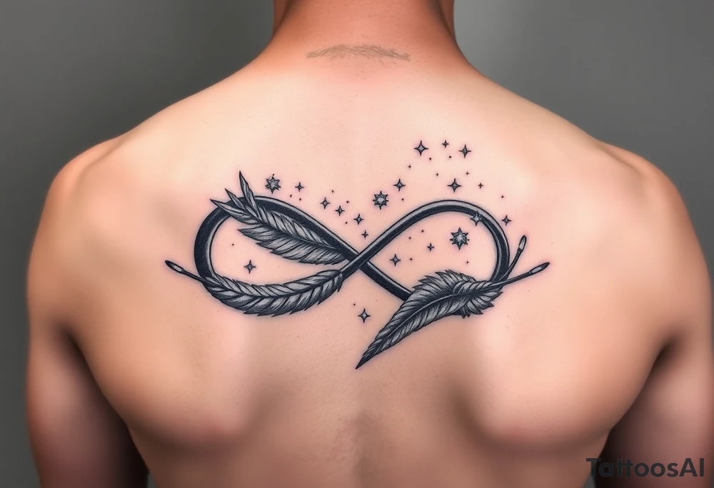 infinity symbol woven with floating feathers and stardust tattoo idea infinity symbol woven with floating feathers and stardust tattoo idea