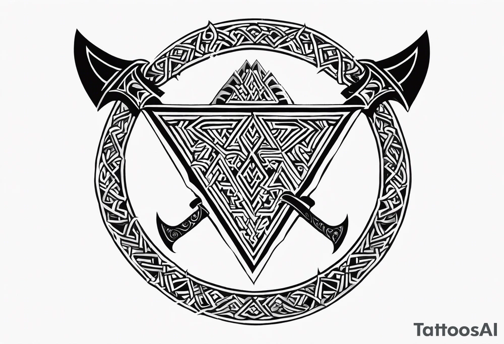Valhalla valknut shield axe sword tattoo idea