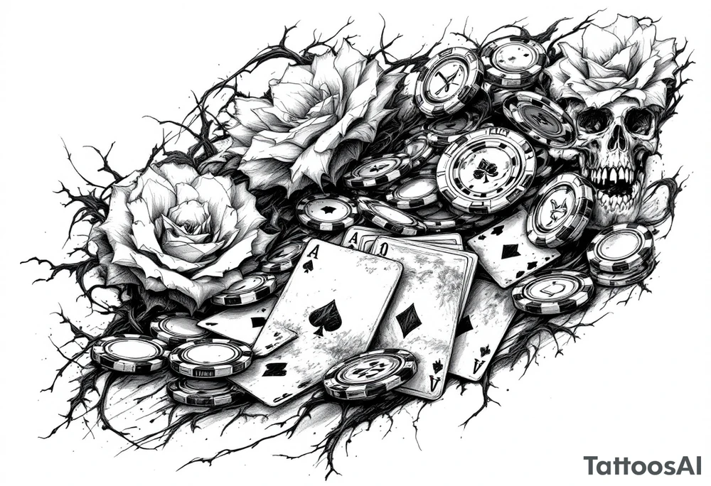 About casino with cards and games in casino tattoo idea