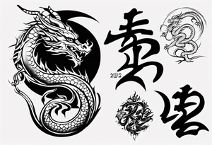 lunar new year tattoo the year 2024 a simplified dragon. Turn the numbers 2024 into a dragon tattoo idea