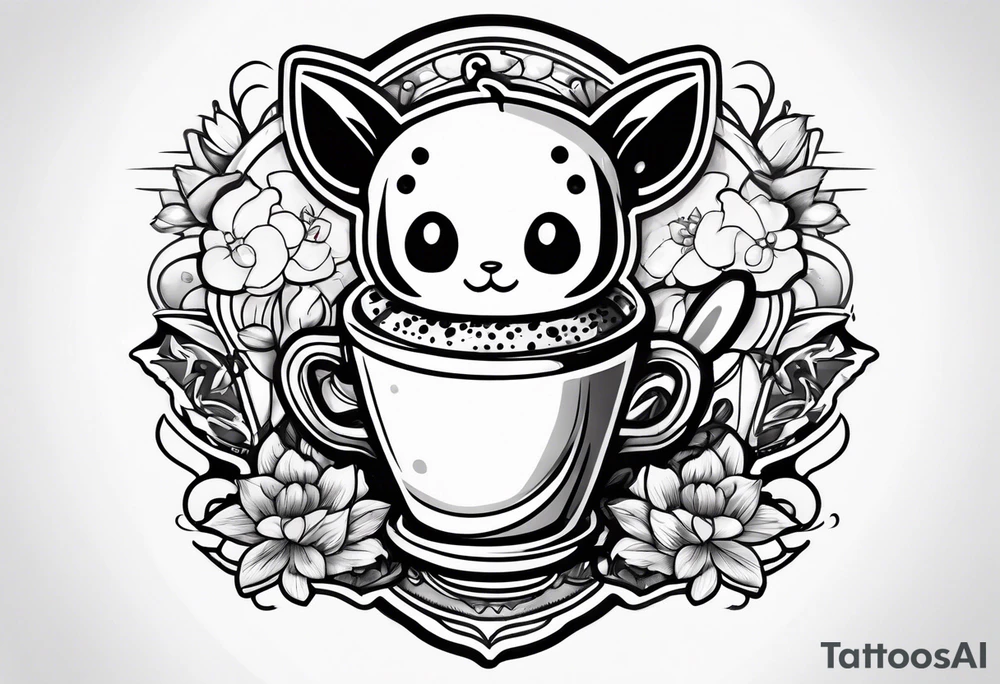 super cute anime boba tea tattoo idea