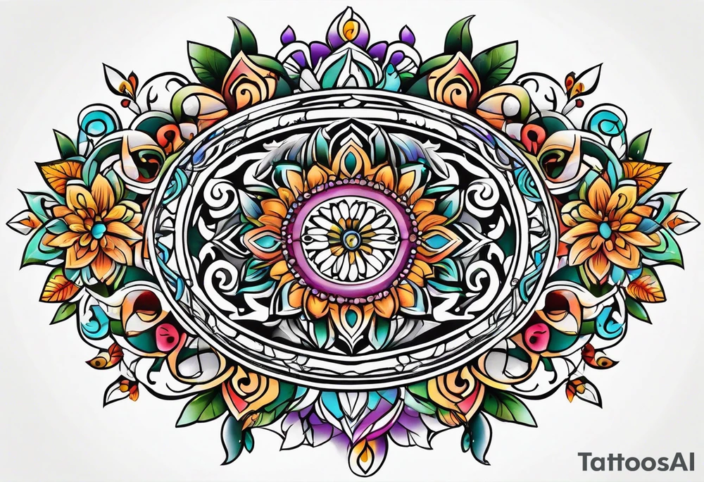 Oval vines, wrapping mandala tattoo idea