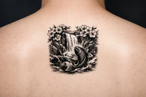 Asian style Cherry blossoms, waterfall, koi
half sleeve tattoo idea