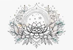 fine line with sun, stars, floral, dots, succulent
. Sternum tattoo tattoo idea