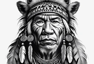 Native american medicine man in bear skin tattoo idea