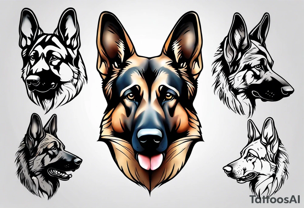 German shepherd profile tattoo idea