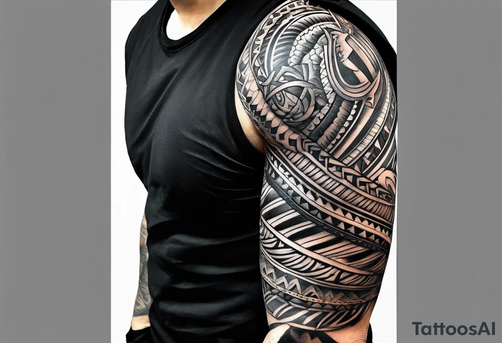 Tribal arm sleeve tattoo idea
