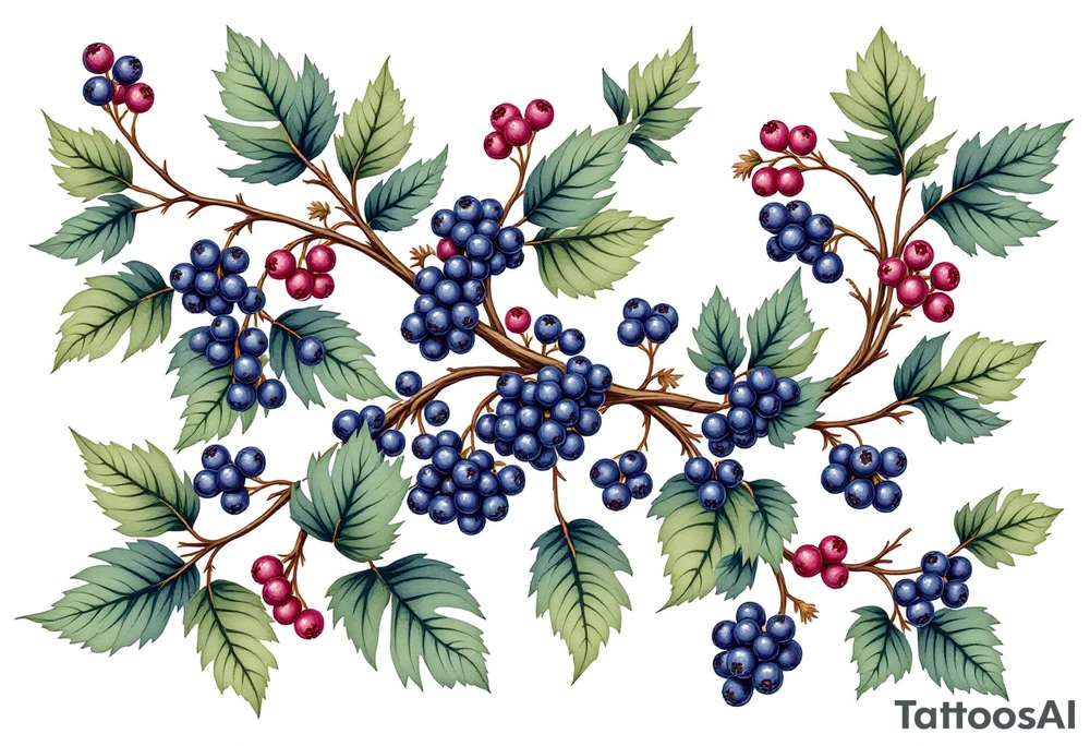 American traditional style Blackberry vine tattoo idea
