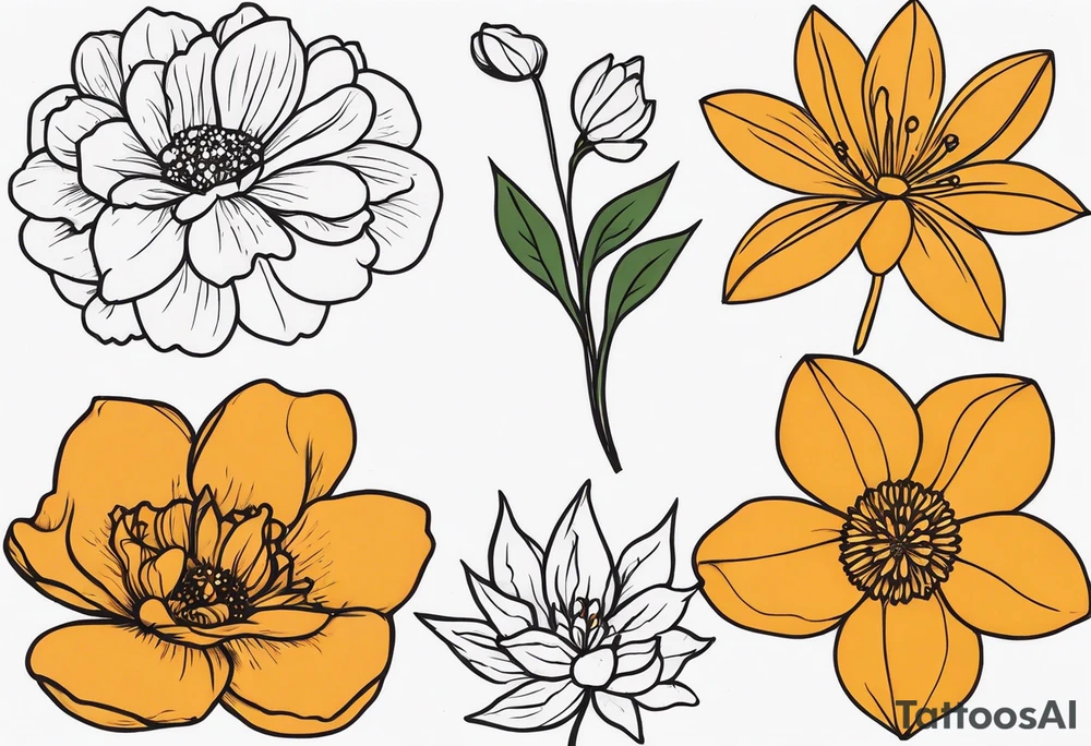 March April June November December birth flowers tattoo idea March April June November December birth flowers tattoo idea