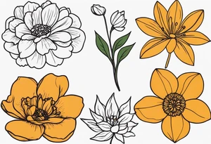 March April June November December birth flowers tattoo idea