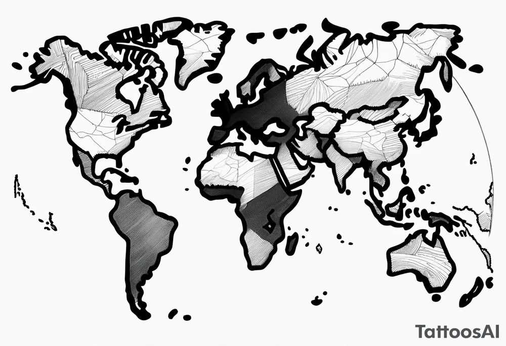 the earth with a flat map design without borders tattoo idea the earth with a flat map design without borders tattoo idea