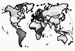 the earth with a flat map design without borders tattoo idea