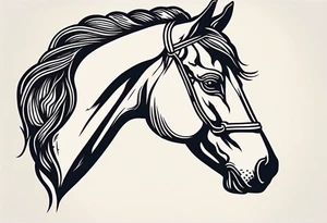 A horse head tattoo with a traditional design, 8x8 cm, in color. tattoo idea