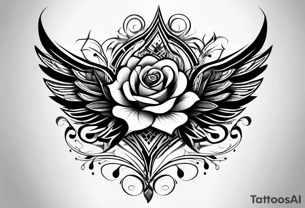 forearm tattoo
tribal wing includin a rose tattoo idea