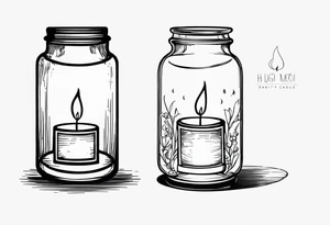 dainty candle in a jar tattoo idea